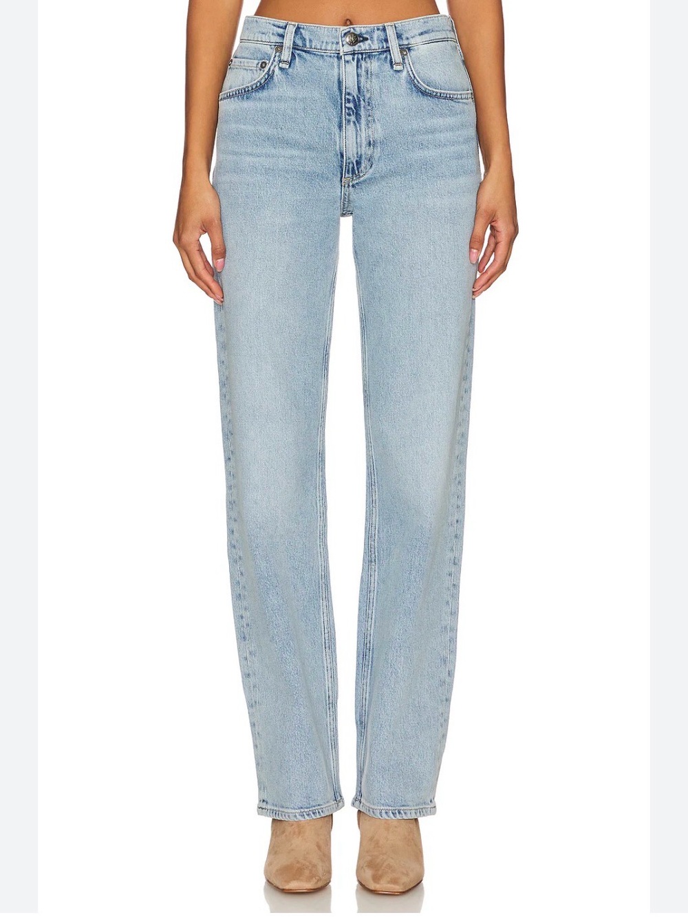 Rag & Bone Harlow Mid-rise Straight Jeans SZ 24 light blue wash
